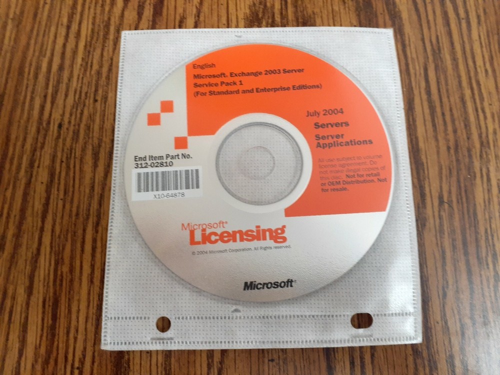 Microsoft Licensing 2004 Exchange 2003 Server Service Pack 1 July 2004