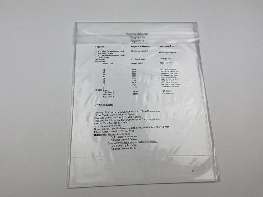 Harbour Light Designs Woven Ribbons Square 3 Cross Stitch Needlepoint Pattern