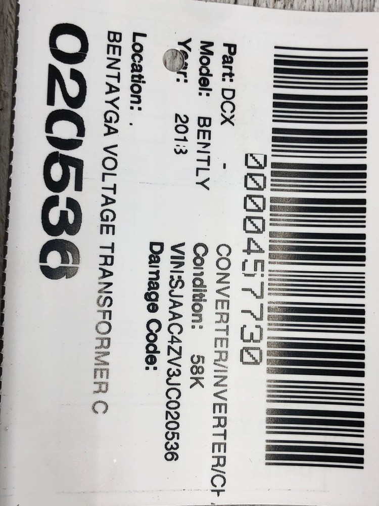 2016-2020 BENTLEY BENTAYGA VOLTAGE TRANSFORMER CONTROL MODULE UNIT 4M0959663E