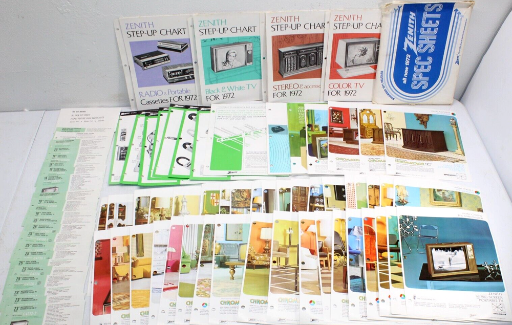 1972 Zenith All New Specification Sheets TV Radio Phonograph