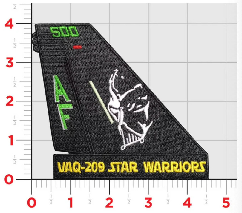 NAVY VAQ-209 STAR WARRIORS EA-18 TAIL FLASH EMBROIDERED HOOK & LOOP PATCH