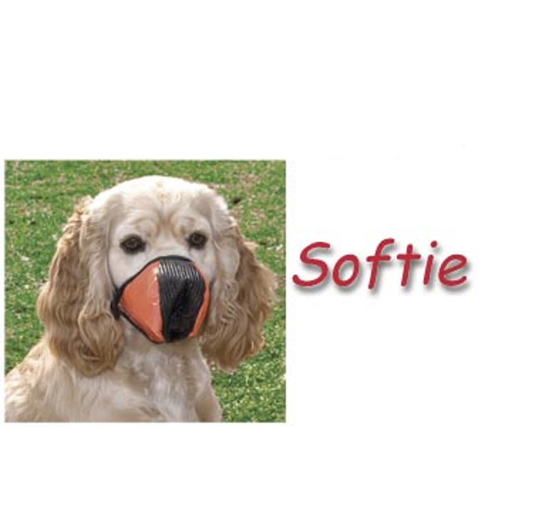 SOFTIE MEDIUM DOG NO BITE MUZZLE Mesh EZ Quick-Fit Adjustable Safer Comfortable