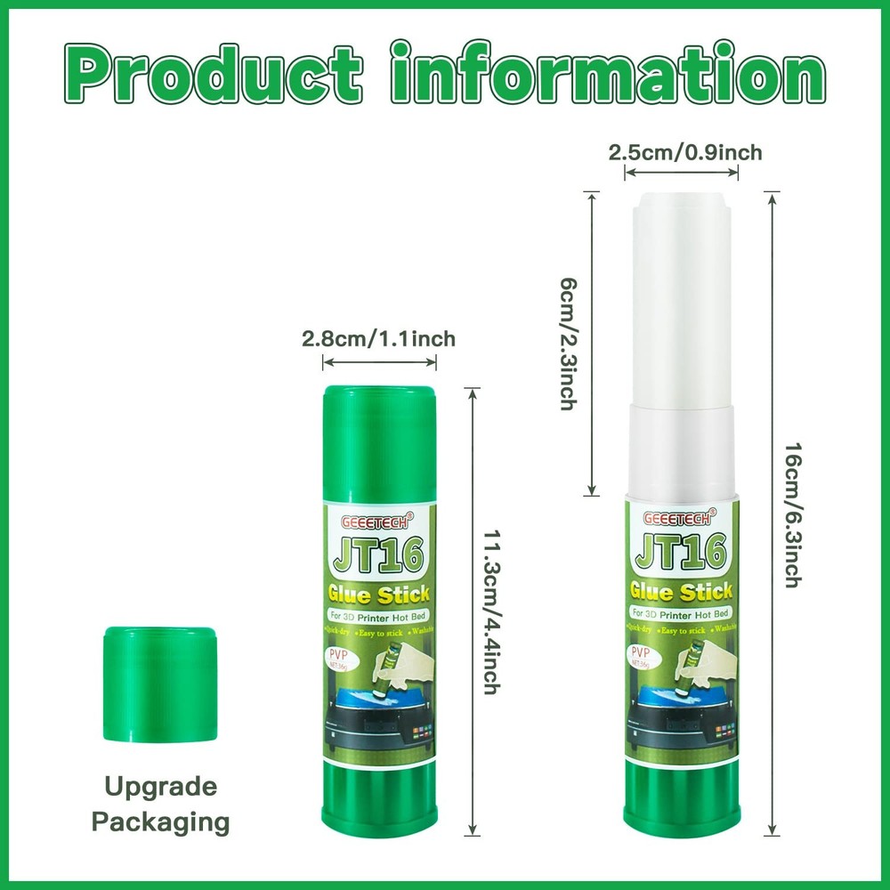 3D Printer Glue Sticks 6-Pack, 1.27oz Each, Strong First Layer Green