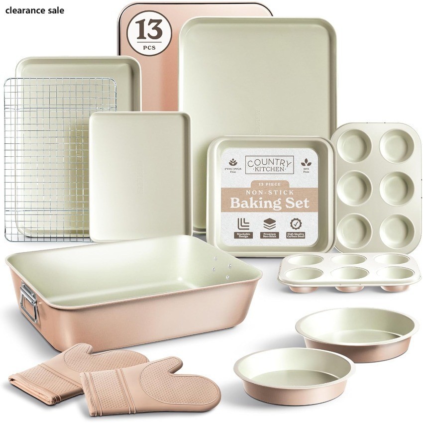 Country Kitchen Nonstick Stackable Bakeware Set - Deluxe Heavy Duty