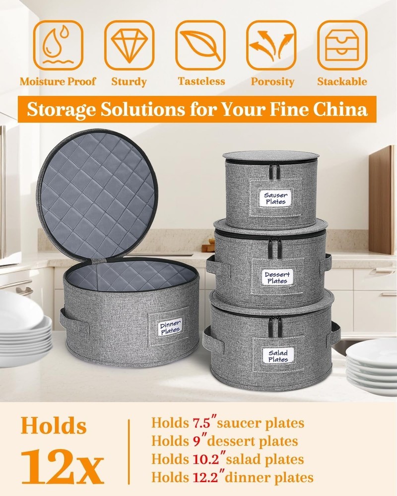 China Storage Containers, Dish Storage w/Hard Shell Top Side Bottom Support & Fe