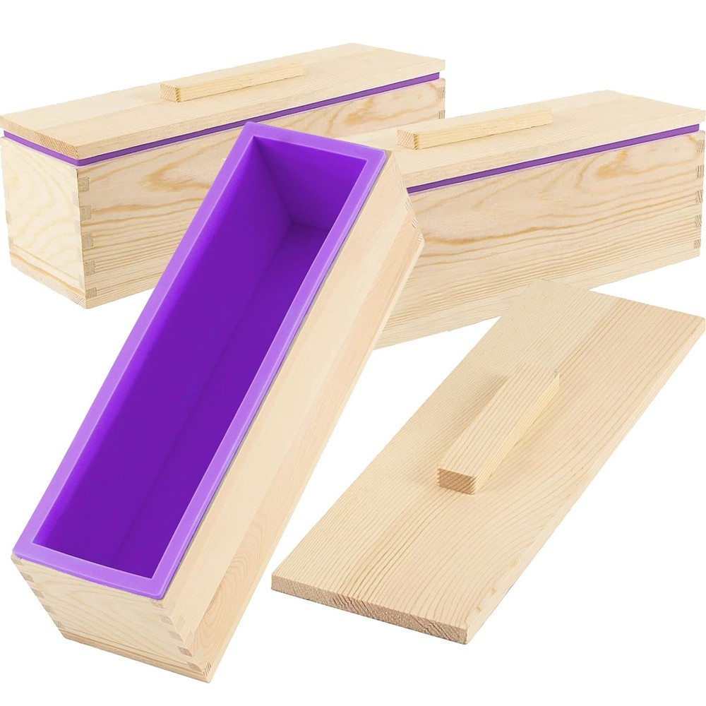 3PCS 47oz Silicone Soap Kit, Purple Rectangular Silicone Loaf Soap Making wit...
