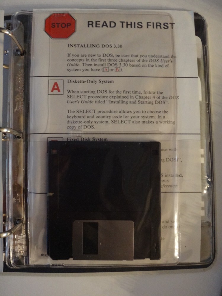 Vintage IBM DOS Disk Operating System 3.30 Software Diskettes Box Binder Manuals