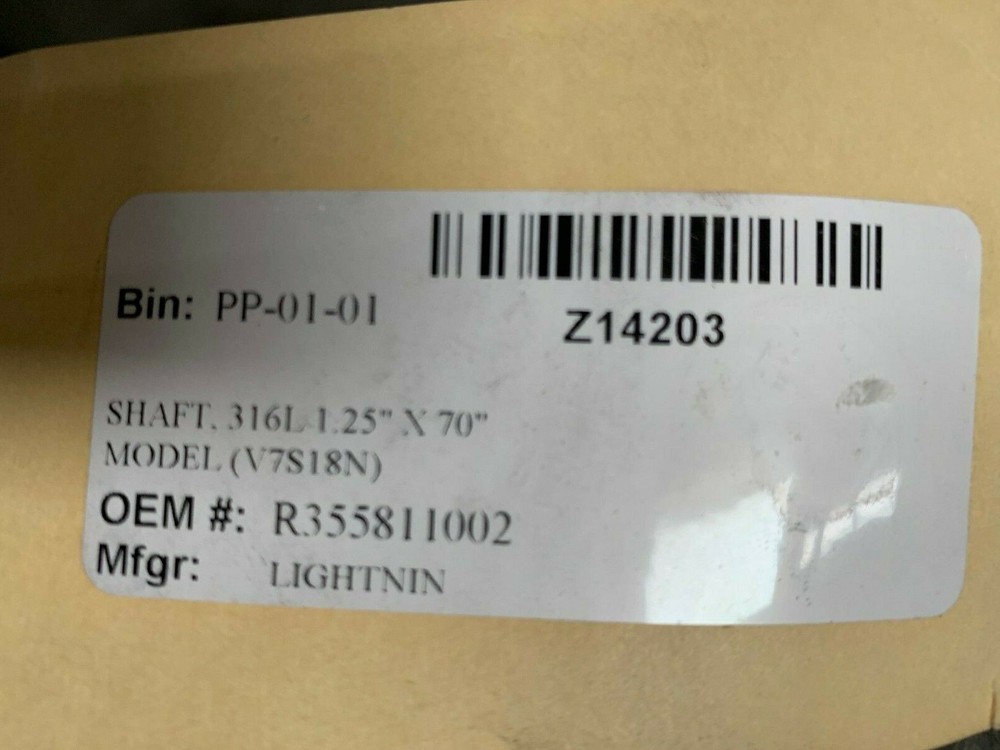 Lightnin R355811002 Stainless 316L Steel Mixing Rod / Impeller Shaft, 70"