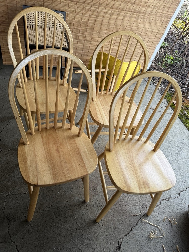 Solid Wood Kitchen Or Crafting Table With Four Matching Chairs