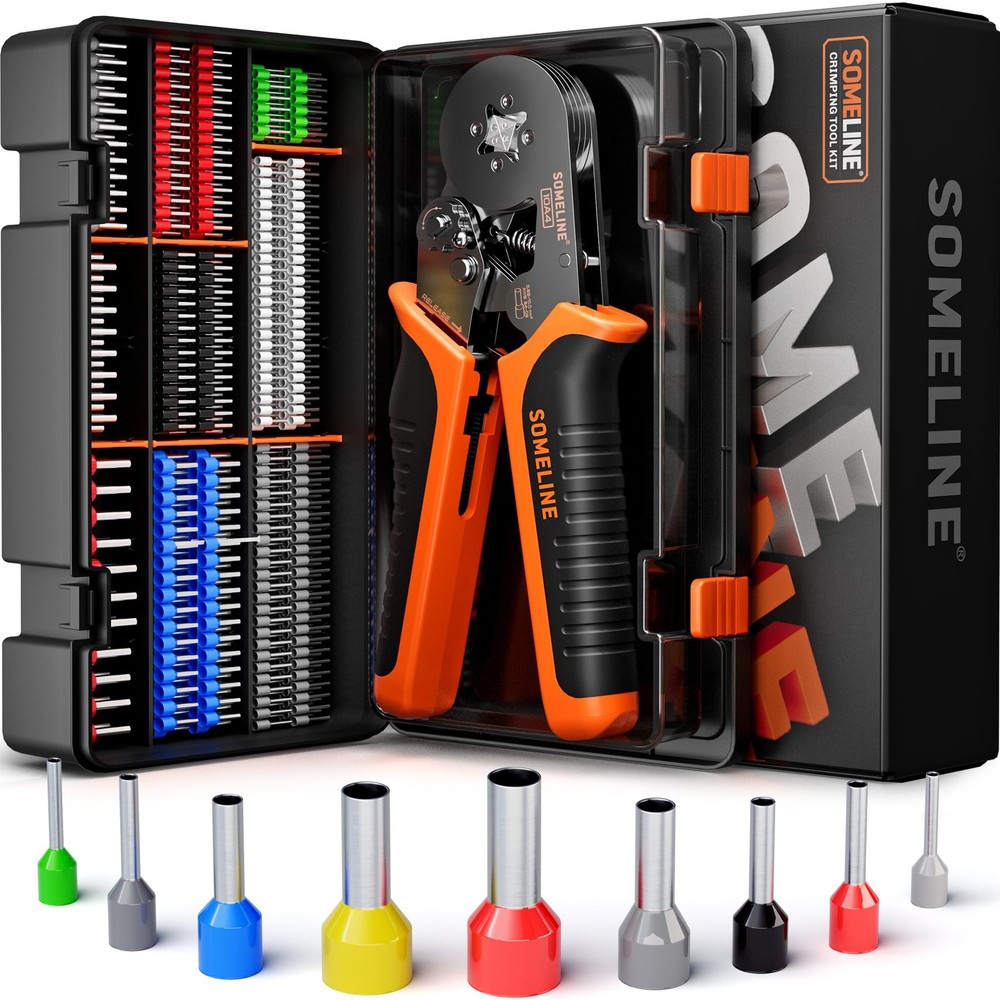 SOMELINE Ferrule Crimping Tool Kit,Self-Adjusting 9 tailles, Multicolored