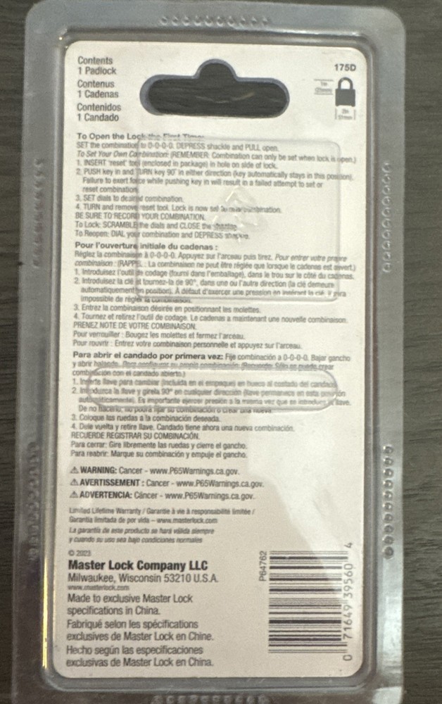 Master Lock 175D Combination Padlock
