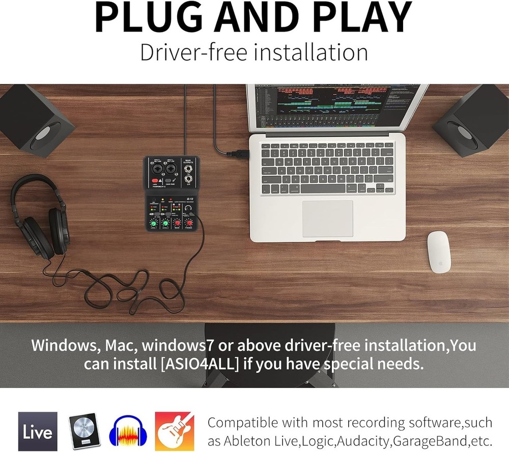 USB Audio Interface for PC,Interface for Recording Music Computer Recording A...