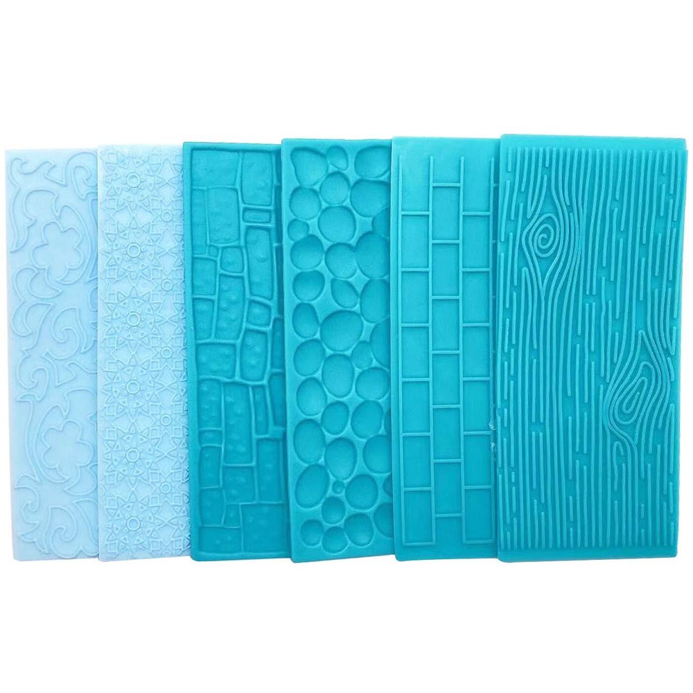 6 Pack Fondant Impression Mat Set Cake Decor Mold Set-Embossed Tree Bark/Flow...