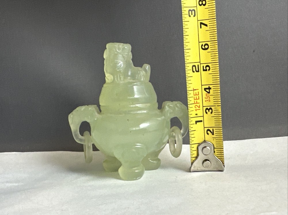 Small Old Chinese Export Hand Carved Nephrite Jade Censer