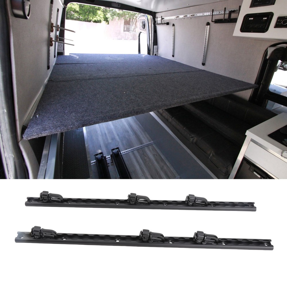 60cm L Track Tie Down System With 6pcs Double Stud Fitting Black Anodized