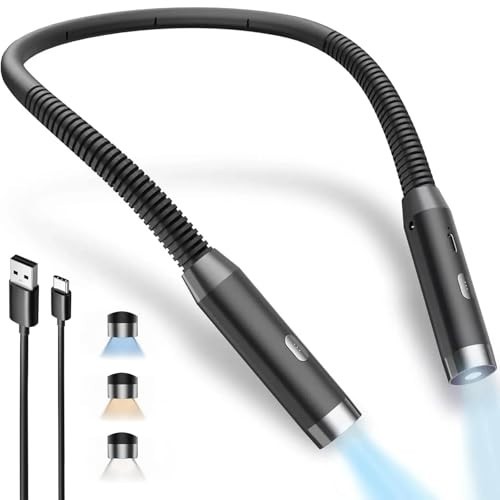 Adjustable LED Neck Reading Light - 3 Colors & Brightness, USB Rechargeable, Per