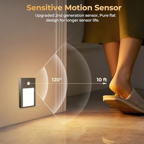 Motion Sensor Night Light, Rechargeable Battery Powered Led 2.68in-3pack Black