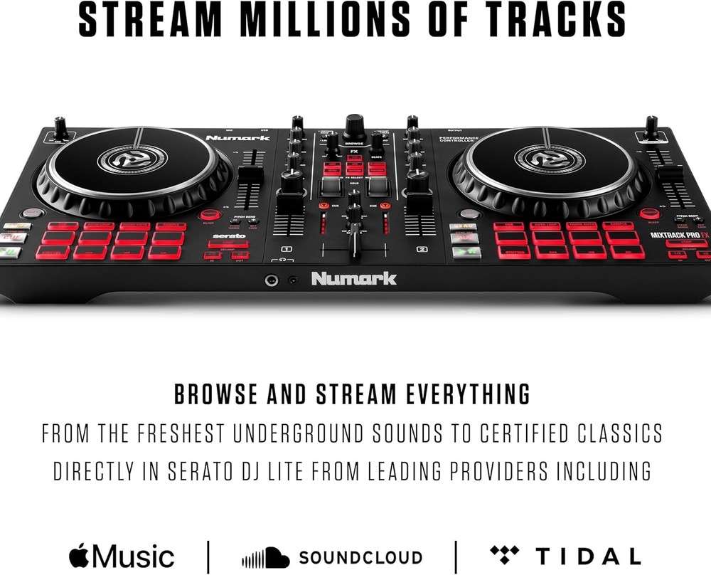 Numark Mixtrack Pro 2 Deck Controller for Serato DJ Mixer, Built-in 2 Decks