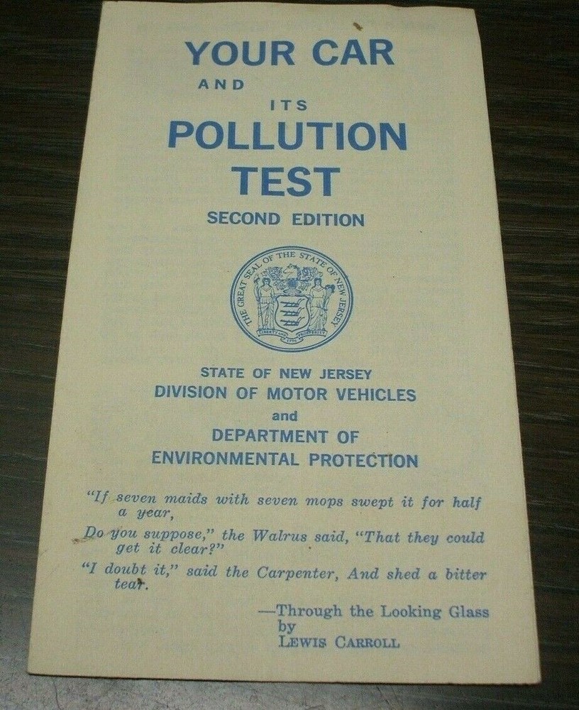 1974 NEW JERSEY DMV - POLLUTION TEST Brochure
