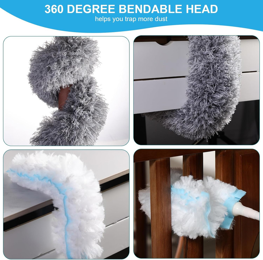 Extendable Feather Duster Kit with Reusable and Disposable Refills