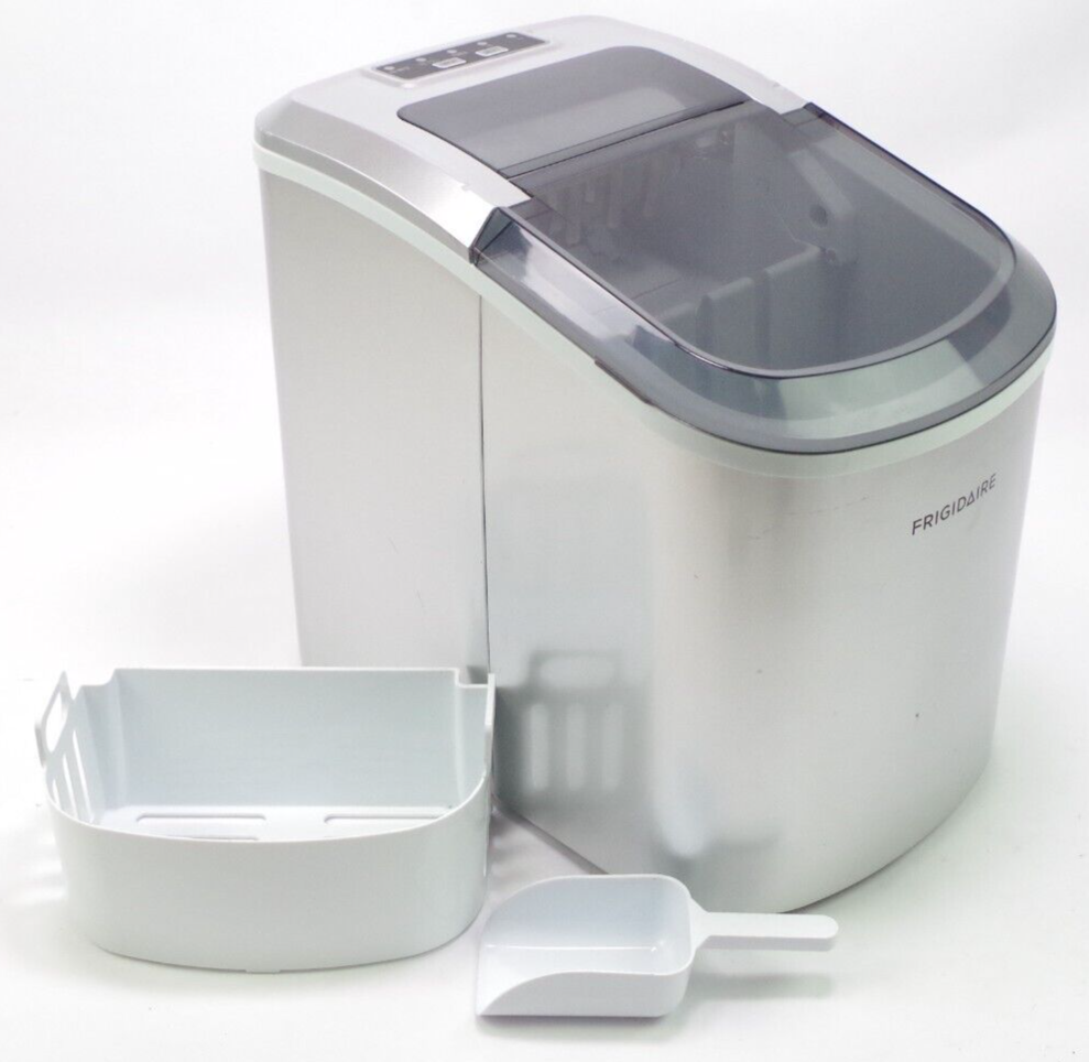 FRIGIDAIRE EFIC189 B Silver Compact Countertop Portable Ice Maker Machine USED