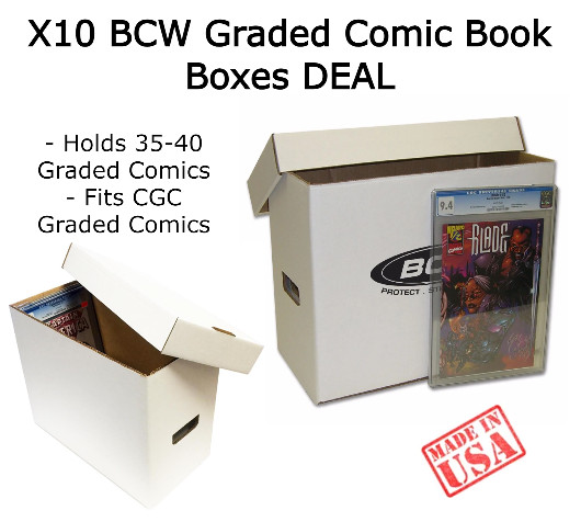 10 BCW High Quality White Boxes For CGC Graded Comics Thick Cardboad Storage NEW
