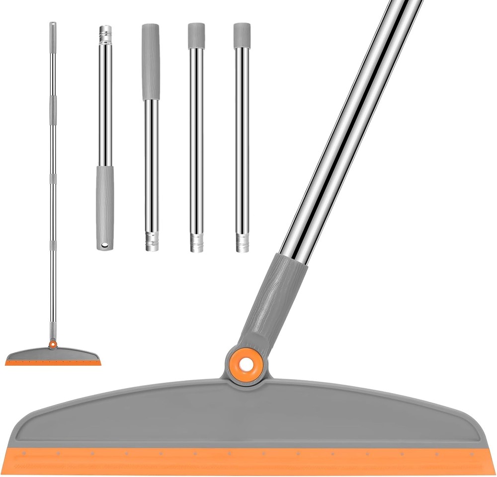 Multifunction Magic Broom, 54 Inch Adjustable Long Handle Gray Orange