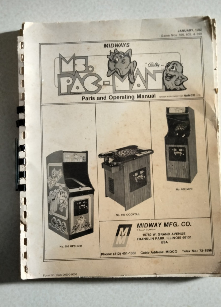 Ms Pacman Machine Manual MIDWAY MFG. 1982