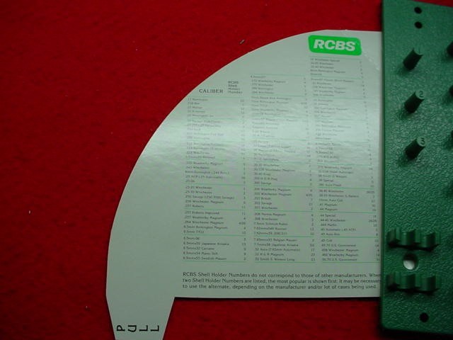 RCBS- Shell Holder Rack w/Pull Out Chart- 1-32 pegs- Nice !!