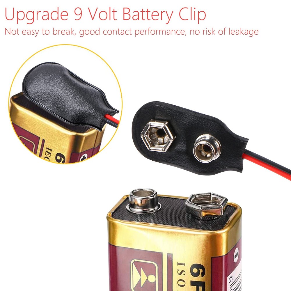 Yoodelife 9V Battery Clip Connector, 9 Volt Long Cable Connection Soft Shell...