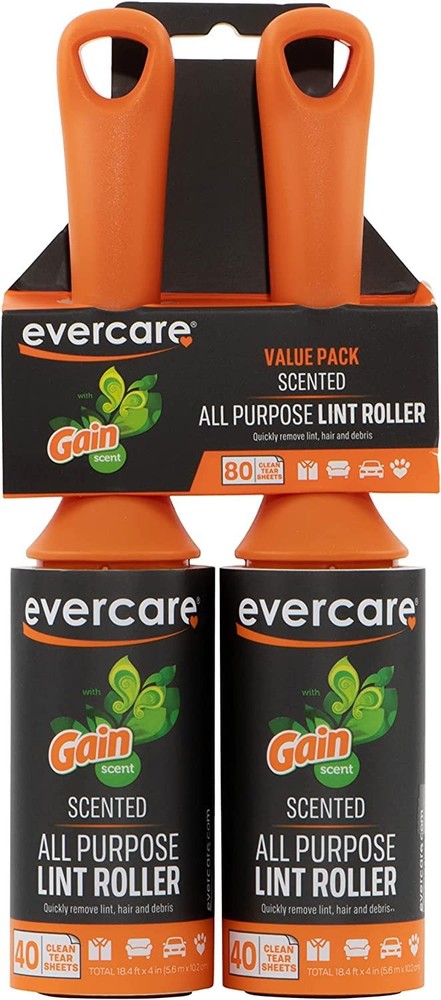 Lint Roller, Scented 40 Sheets, Two Pack, Green
