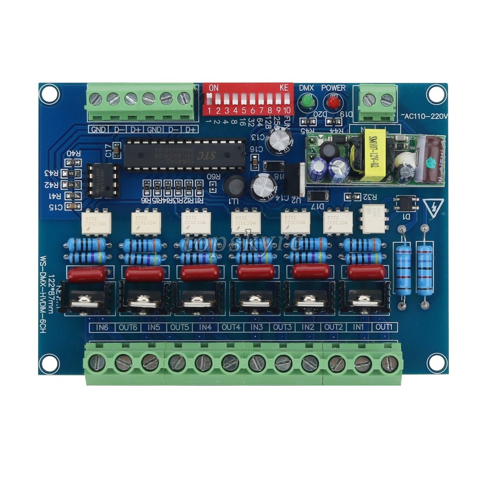 6CH DMX512 Dimmer 220V Silicon Controlled Rectifier SCR Digital Silicon Box