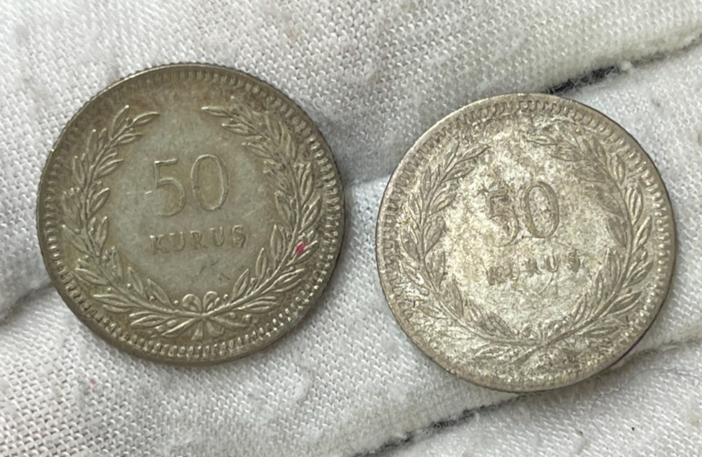 Turkey 50 Kurus 2 Silver Coins Lot
