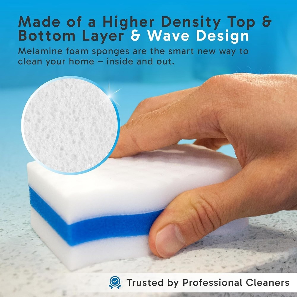 100 Pack Extra Durable Eraser Sponge – Extra Thick, Long Lasting Magic Melami...