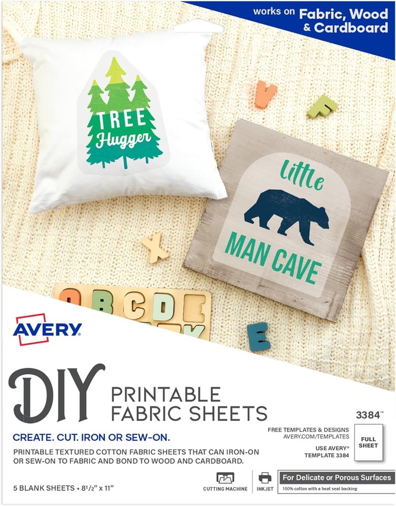 Printable Fabric Sheets 8.5" x 11" Inkjet Printer 5 Iron On Transfer Sheets