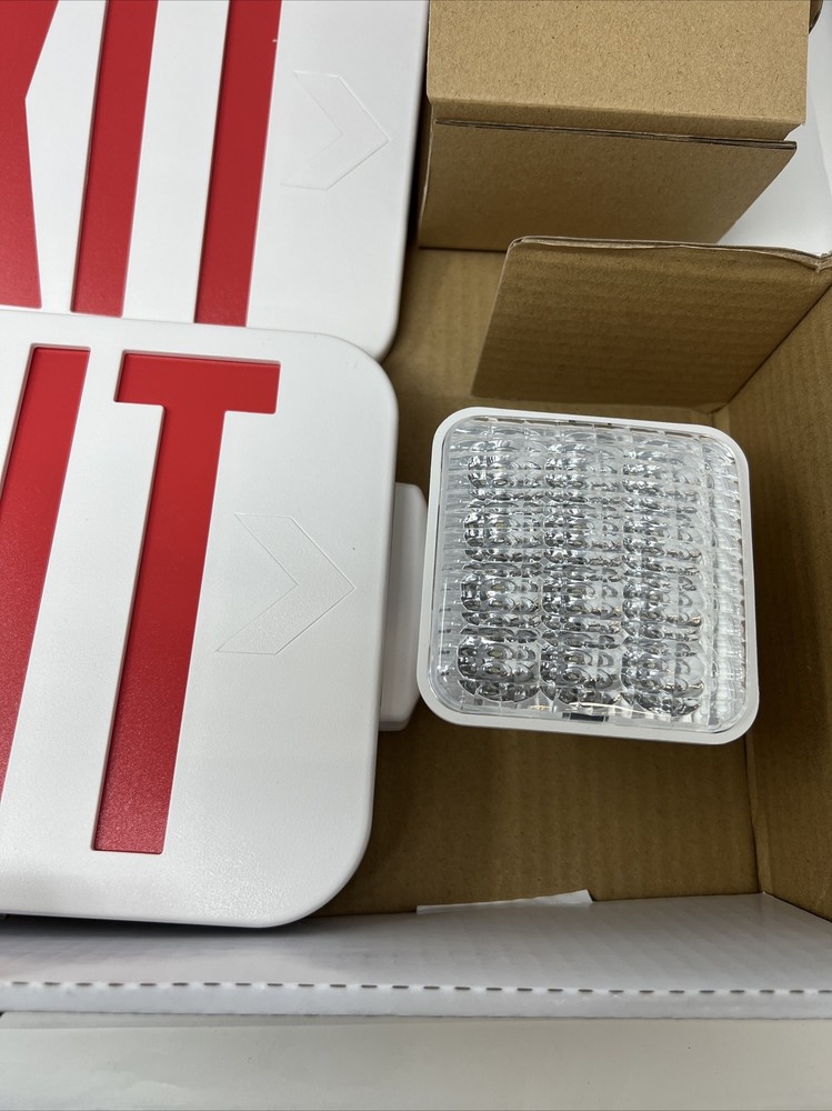 Compass 488U41 LED Emergency Exit Sign Light 120/277V White Red Text Double Face