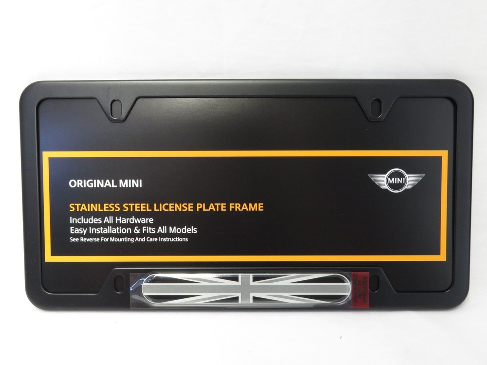 OEM Mini Cooper License Plate Frame Black Jack Matte Black 51805A5CFA2