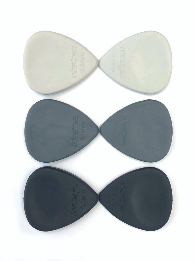 Wedgie Rubber Guitar Pick Sampler Pack | Soft, Medium, and Hard | 6 pcs