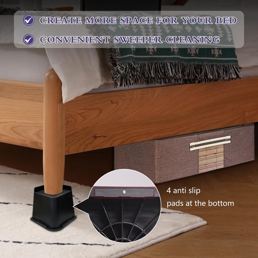 Bed Lifts Risers 5 inch, L Shape Couch Risers,Heavy Duty Bed Risers Oversized...