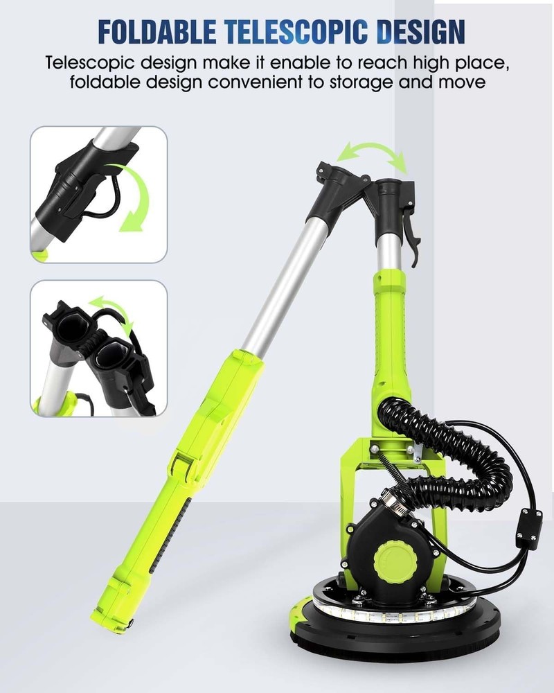 Drywall Sander Electric 7.2A Vacuum Dust Collection Fast Variable Speed