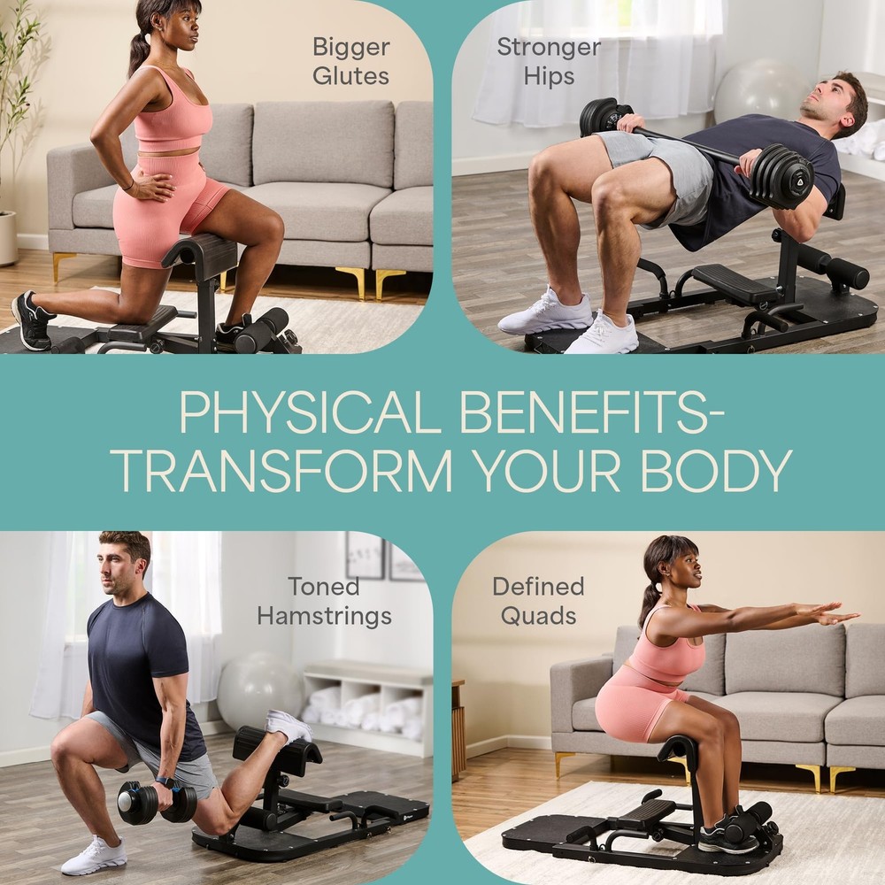 Hip Thrust Machine – Adjustable Glutes Workout Equipment for Home – GluteBlas...