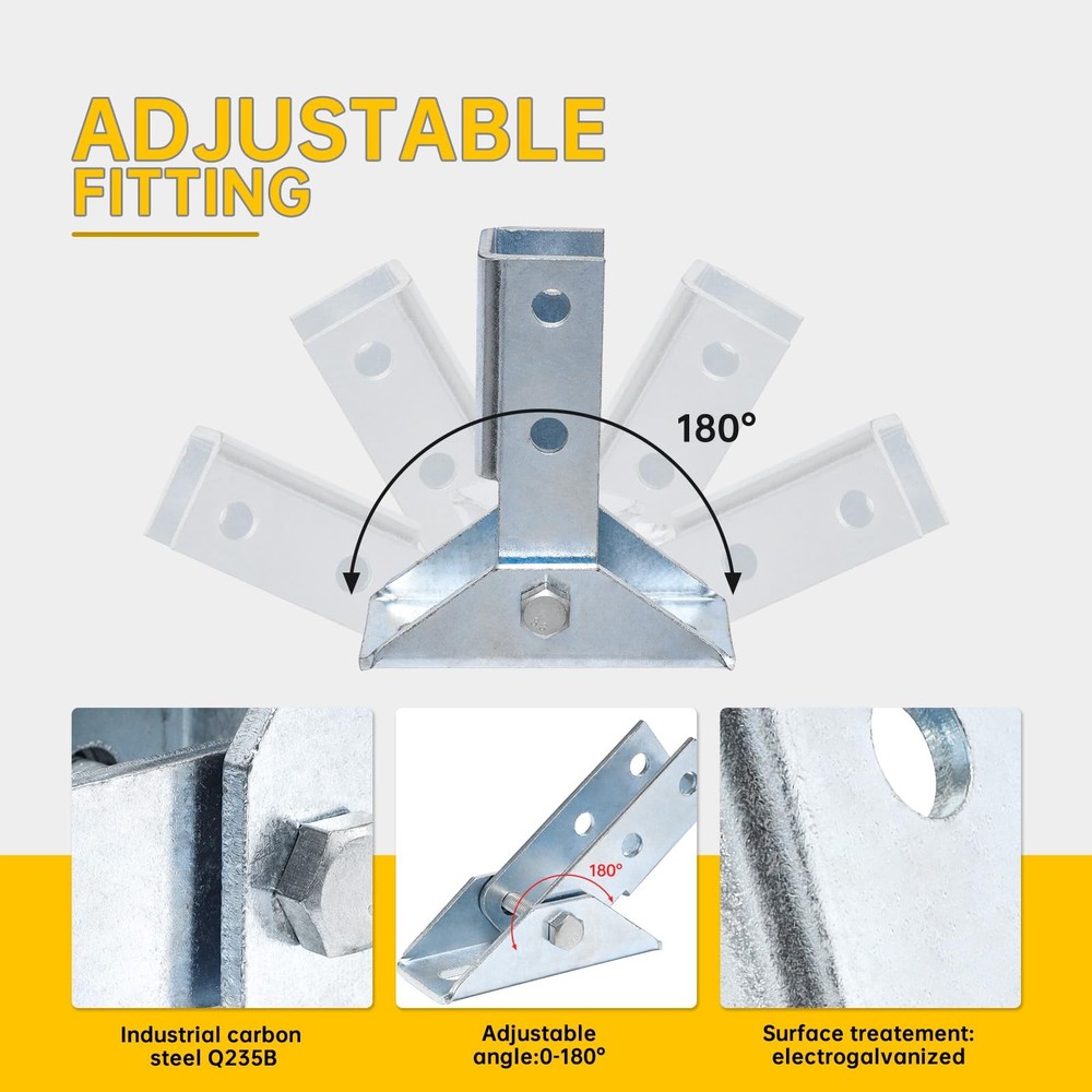 4 Pcs Adjustable Brace Fitting, Single Adjustable Angle Braces for 1-5/8" Str...