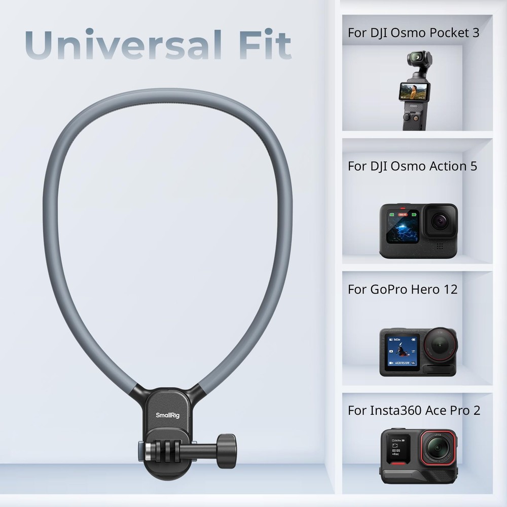 SMALLRIG Magnetic Neck Mount for Action Camera, Quick Release One-Click black