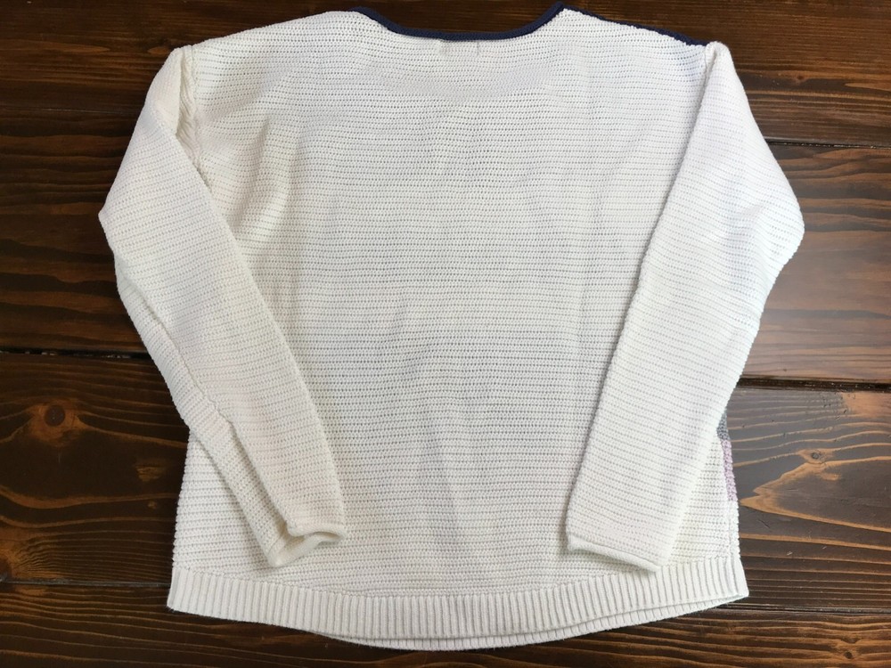 Old Navy Sweater, Womens Medium, Cream Blue Gray, Pullover, Crew Neck