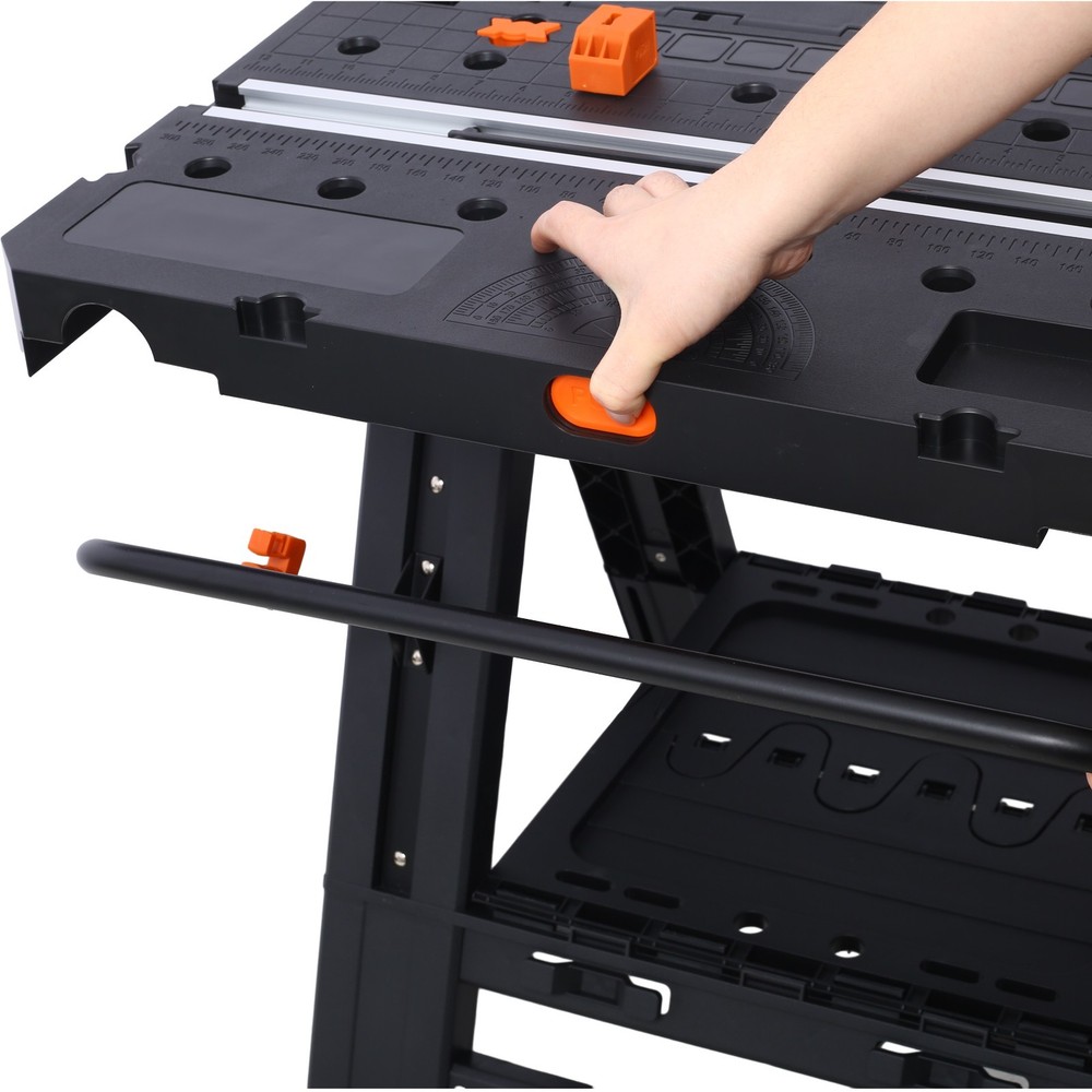 Portable Folding Work Table Sawhorse Workbench 2-in-1 Large Load Capacity