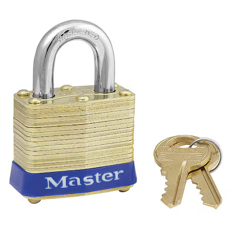 Master Lock 4Ka-3202 Padlock, Keyed Alike, Standard Shackle, Rectangular Brass