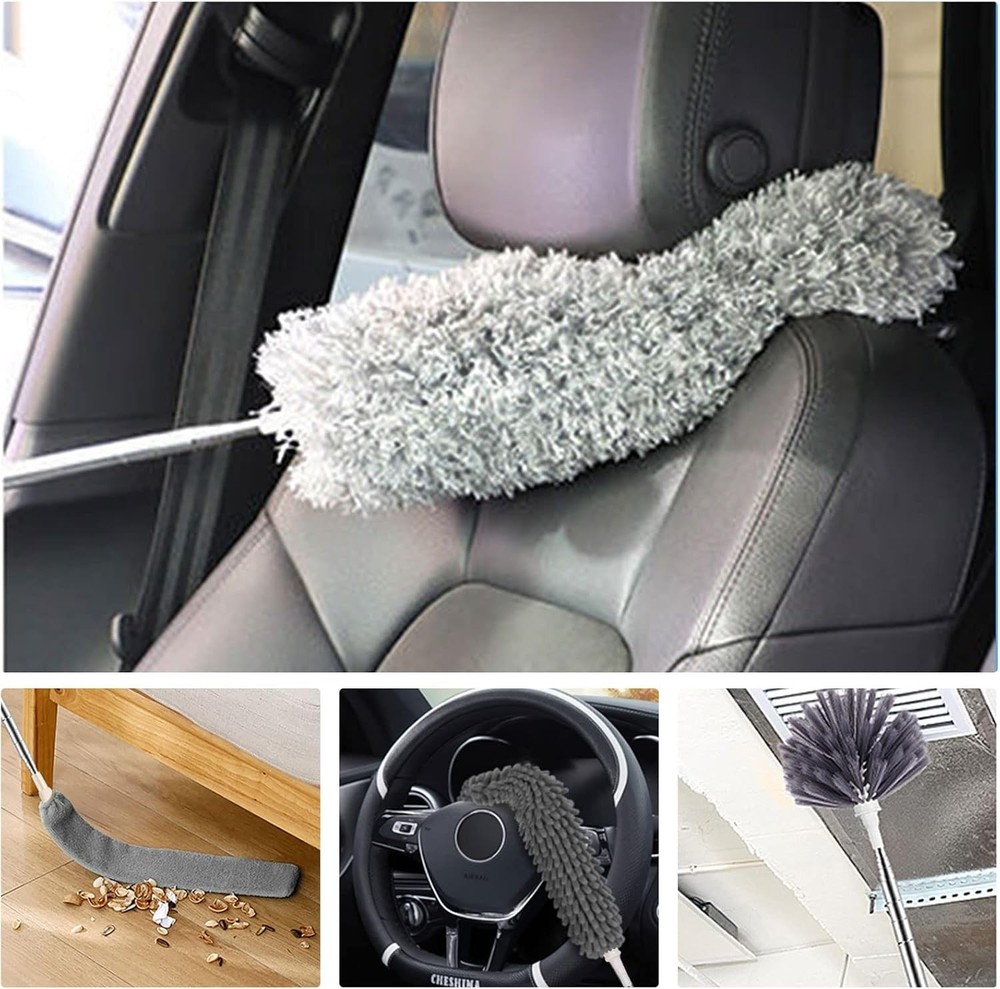Complete Microfiber Duster Kit with Extendable Pole - Ideal for Home Cleaning