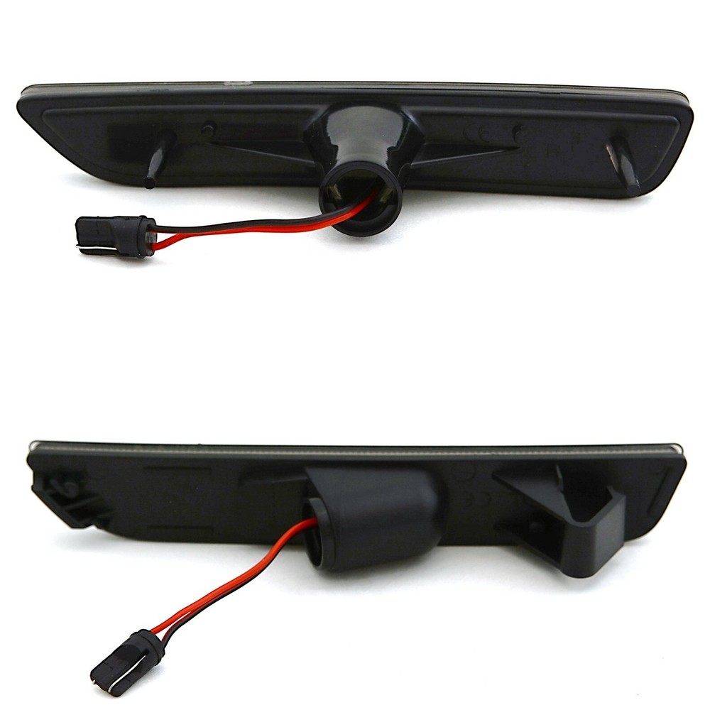 Front+Rear White/Red LED Side Marker Light Smoke Lens For 2010-2014 Ford Mustang