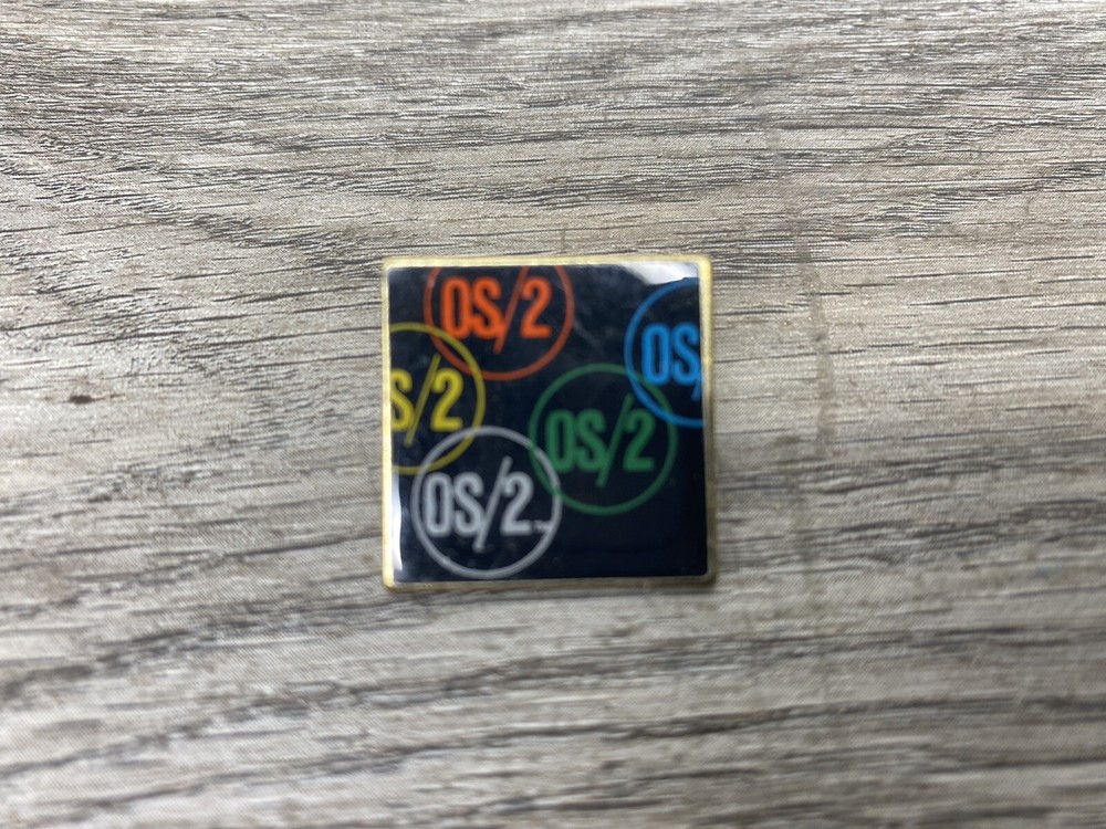 Vtg IBM Microsoft OS/2 Advertising Square Button Pin