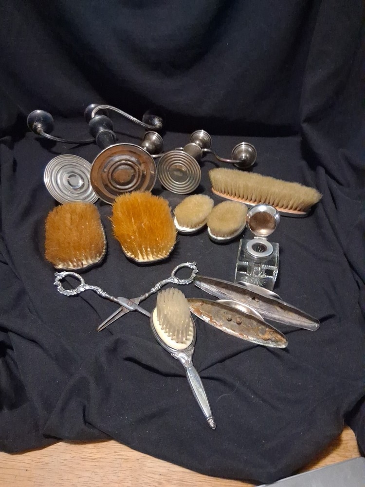 Weighted Sterling Scrap Silver Gorham Candelabra Handle Brushes Inkwell Buffers